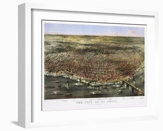 1874 City Of St. Louis By Currier and Ives-Vintage Lavoie-Framed Giclee Print