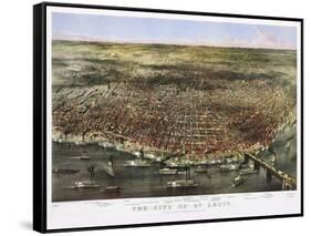 1874 City Of St. Louis By Currier and Ives-Vintage Lavoie-Framed Stretched Canvas