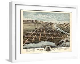 1874, Grand Haven Bird's Eye View, Michigan, United States-null-Framed Giclee Print