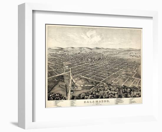 1874, Kalamazoo Bird's Eye View, Michigan, United States-null-Framed Giclee Print