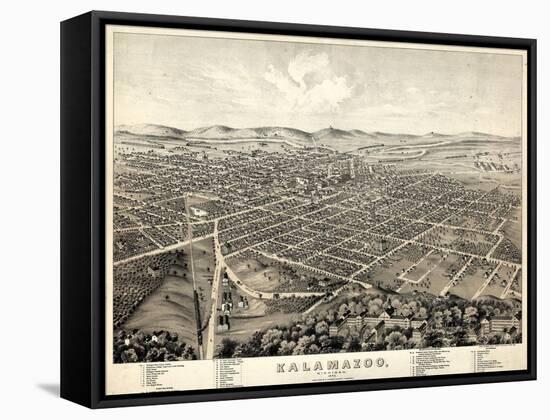 1874, Kalamazoo Bird's Eye View, Michigan, United States-null-Framed Stretched Canvas