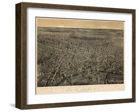 1874, Newark Bird's Eye View, New Jersey, United States-null-Framed Giclee Print