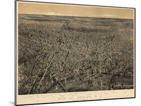 1874, Newark Bird's Eye View, New Jersey, United States-null-Mounted Giclee Print