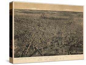 1874, Newark Bird's Eye View, New Jersey, United States-null-Stretched Canvas