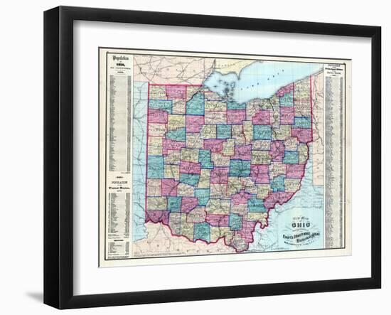 1874, Ohio State Map, Ohio, United States-null-Framed Giclee Print