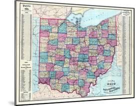 1874, Ohio State Map, Ohio, United States-null-Mounted Giclee Print