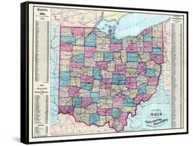 1874, Ohio State Map, Ohio, United States-null-Framed Stretched Canvas