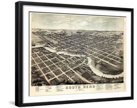 1874, South Bend Bird's Eye View, Indiana, United States-null-Framed Giclee Print