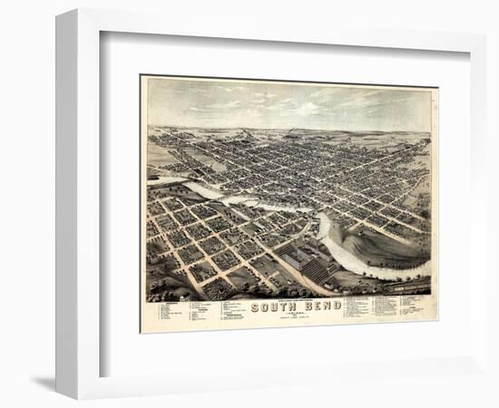 1874, South Bend Bird's Eye View, Indiana, United States-null-Framed Giclee Print