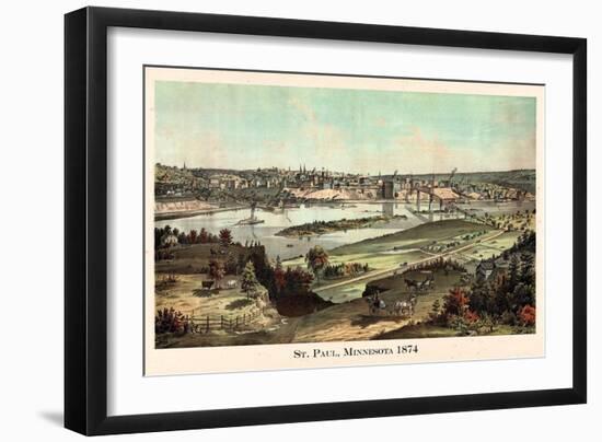 1874, St. Paul 1874 Bird's Eye View, Minnesota, United States-null-Framed Giclee Print