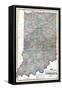 1874, State Map, Indiana, United States-null-Framed Stretched Canvas