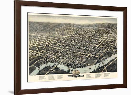 1874, Wilmington Bird's Eye View, Delaware, United States-null-Framed Giclee Print