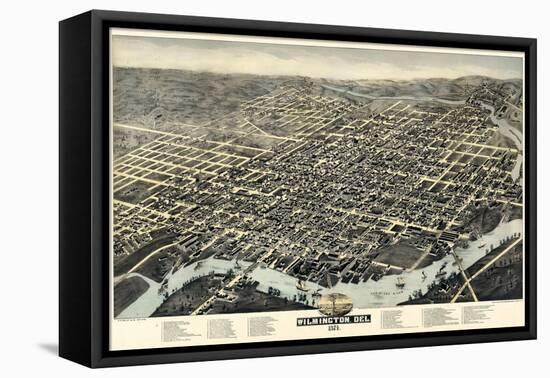 1874, Wilmington Bird's Eye View, Delaware, United States-null-Framed Stretched Canvas
