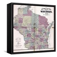 1874, Wisconsin Railroad and Sectional Map, Wisconsin, United States-null-Framed Stretched Canvas