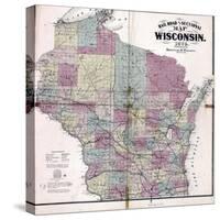 1874, Wisconsin Railroad and Sectional Map, Wisconsin, United States-null-Stretched Canvas