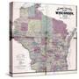 1874, Wisconsin Railroad and Sectional Map, Wisconsin, United States-null-Stretched Canvas