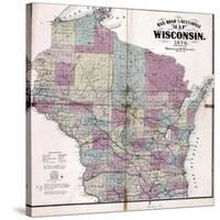 1874, Wisconsin Railroad and Sectional Map, Wisconsin, United States-null-Stretched Canvas