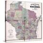 1874, Wisconsin Railroad and Sectional Map, Wisconsin, United States-null-Stretched Canvas