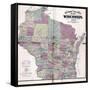 1874, Wisconsin Railroad and Sectional Map, Wisconsin, United States-null-Framed Stretched Canvas