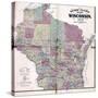 1874, Wisconsin Railroad and Sectional Map, Wisconsin, United States-null-Stretched Canvas