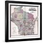 1874, Wisconsin Railroad and Sectional Map, Wisconsin, United States-null-Framed Giclee Print