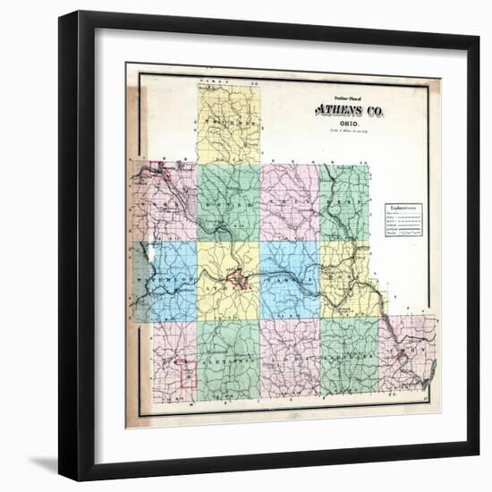 1875, Athens County Outline Map, Ohio, United States-null-Framed Giclee Print