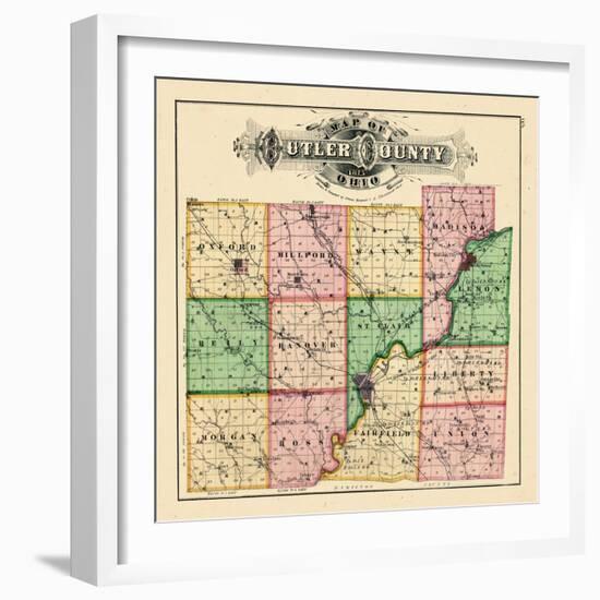 1875, Butler County Map, Ohio, United States-null-Framed Giclee Print