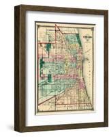 1875, Chicago City Map, Illinois, United States-null-Framed Giclee Print