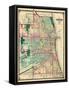 1875, Chicago City Map, Illinois, United States-null-Framed Stretched Canvas