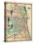 1875, Chicago City Map, Illinois, United States-null-Stretched Canvas