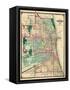 1875, Chicago City Map, Illinois, United States-null-Framed Stretched Canvas