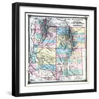 1875, Colorado, Utah, New Mexico and Arizona States Map, United States-null-Framed Giclee Print
