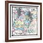 1875, Colorado, Utah, New Mexico and Arizona States Map, United States-null-Framed Giclee Print