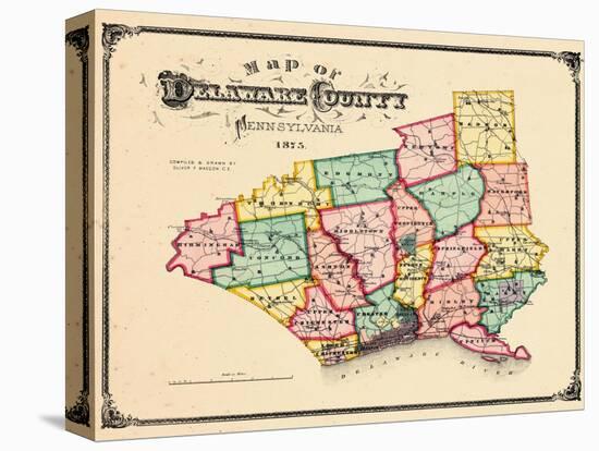 1875, Delaware County Map, Pennsylvania, United States-null-Stretched Canvas