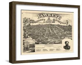 1875, Des Moines Bird's Eye View, Iowa, United States-null-Framed Giclee Print