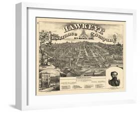 1875, Des Moines Bird's Eye View, Iowa, United States-null-Framed Giclee Print