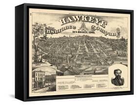 1875, Des Moines Bird's Eye View, Iowa, United States-null-Framed Stretched Canvas