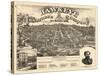 1875, Des Moines Bird's Eye View, Iowa, United States-null-Stretched Canvas