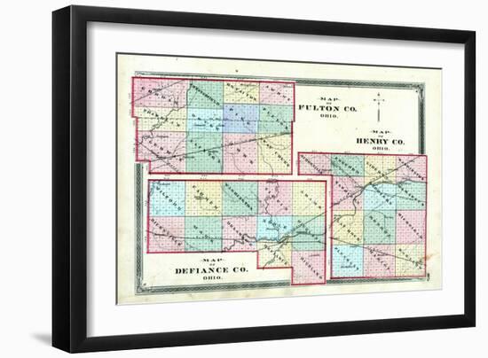 1875, Henry County, Fulton County, Defiance County Maps, Ohio, United States-null-Framed Giclee Print