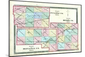 1875, Henry County, Fulton County, Defiance County Maps, Ohio, United States-null-Mounted Giclee Print