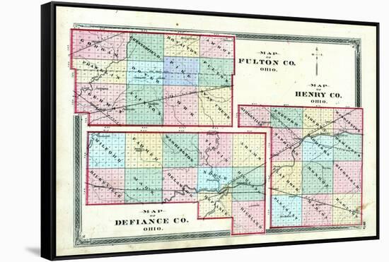1875, Henry County, Fulton County, Defiance County Maps, Ohio, United States-null-Framed Stretched Canvas