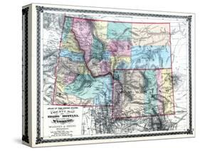 1875, Idaho, Montana and Wyoming States Map, United States-null-Stretched Canvas