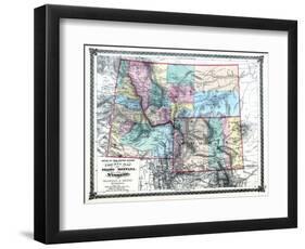 1875, Idaho, Montana and Wyoming States Map, United States-null-Framed Giclee Print