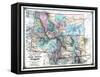 1875, Idaho, Montana and Wyoming States Map, United States-null-Framed Stretched Canvas