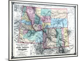 1875, Idaho, Montana and Wyoming States Map, United States-null-Mounted Giclee Print