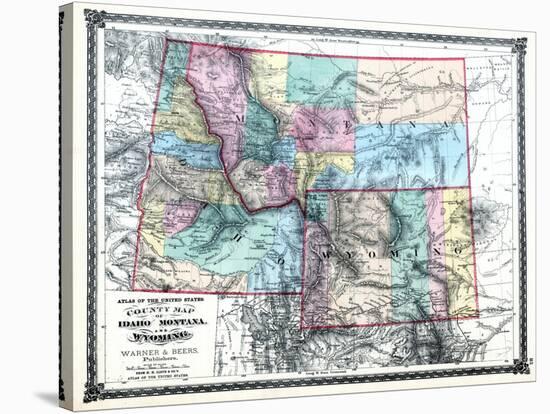 1875, Idaho, Montana and Wyoming States Map, United States-null-Stretched Canvas