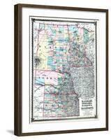 1875, Kansas, Nebraska, Dakota and Minnesota States Map, United States-null-Framed Giclee Print