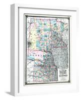 1875, Kansas, Nebraska, Dakota and Minnesota States Map, United States-null-Framed Giclee Print