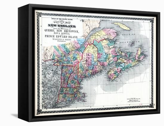1875, New England and the Provinces of Quebec, New Brunswick, Nova Scotia, and Prince Edward Island-null-Framed Stretched Canvas