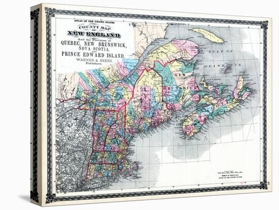 1875, New England and the Provinces of Quebec, New Brunswick, Nova Scotia, and Prince Edward Island-null-Stretched Canvas